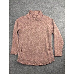Prana Calexa Tunic Women's L Pink Mock Neck Pockets Sweater Sweatshirt Top